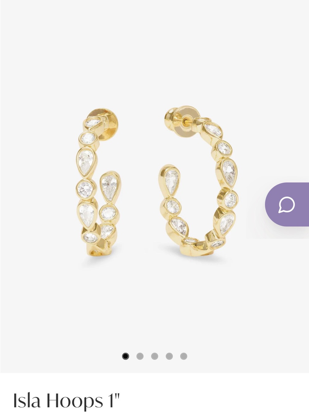Melinda Maria Gold Hoop Earrings with Clear Teardrop Stones